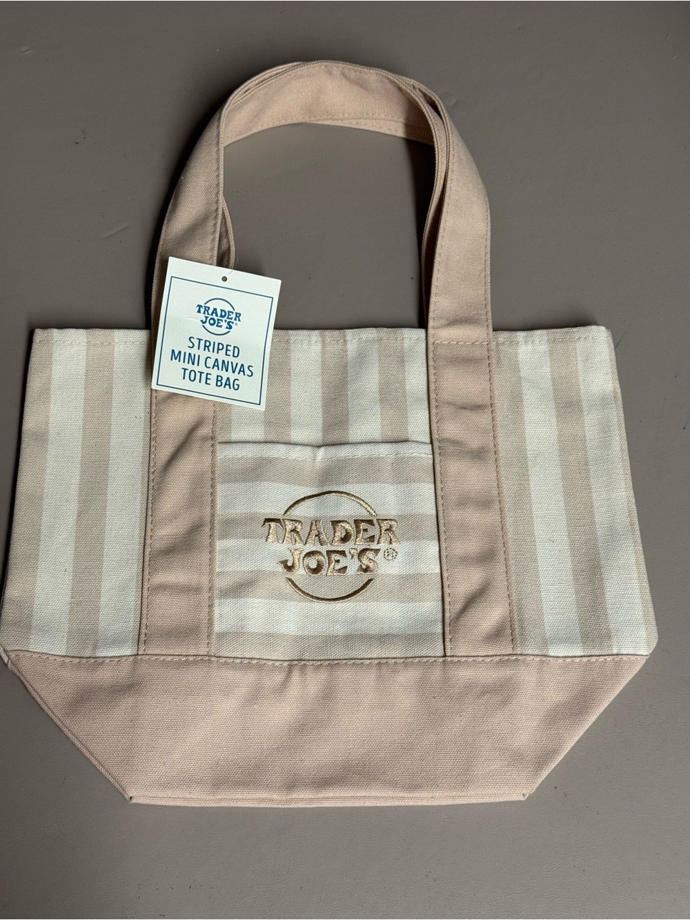 Stripe Mini Canvas Tote Bag - Blush Cream